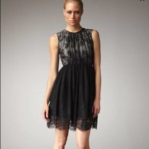 Tibi Imperial Black Lace Sleeveless Mini Dress Size 12
